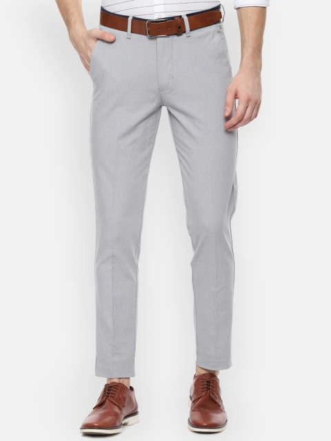 

V Dot Men Grey Slim Fit Self Design Formal Trousers