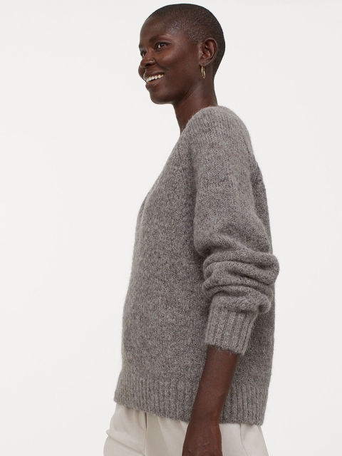 

H&M Women Grey Knitted Wool Jumper
