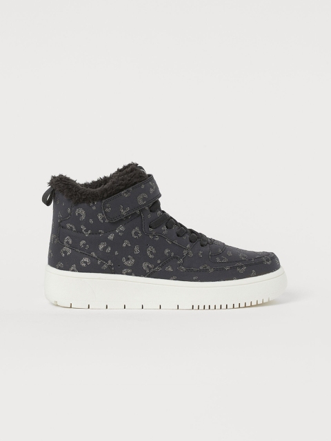 

H&M Girls Black Faux Shearling-Lined Hi-Tops