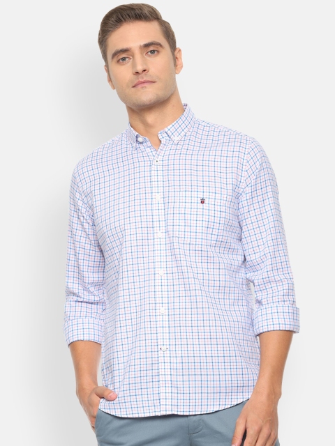 

Louis Philippe Sport Men White & Blue Slim Fit Checked Casual Shirt