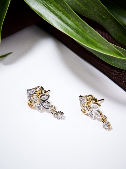 

ZeroKaata Gold-Plated & White AD Studded Classic Studs