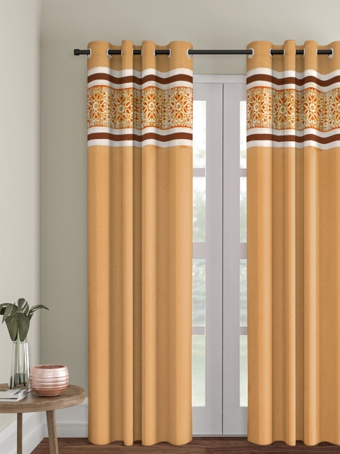 

eyda Beige & Copper-Toned Single Room Darkening Long Door Curtain