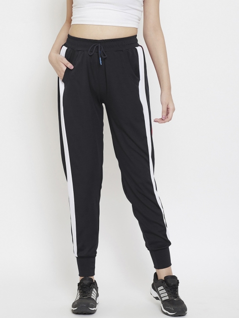 

CHROME & CORAL Women Black & Red Colourblocked Joggers