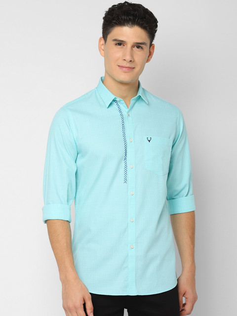 

Allen Solly Men Turquoise Blue Sport Slim Fit Solid Casual Shirt