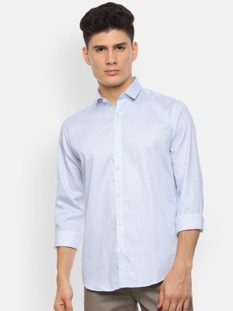 

V Dot Men Blue Slim Fit Printed Casual Shirt