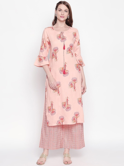 

WomenMagic Women Pink Printed Kurta with Palazzos