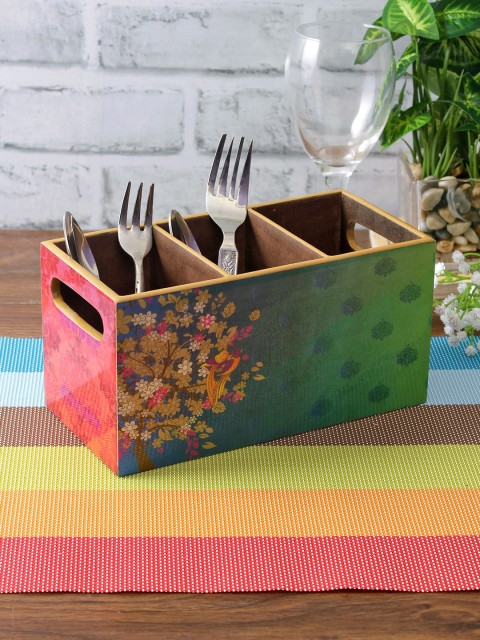 

eyda Green & Pink Digital Printed MDF Cutlery Holder