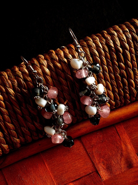 

ZeroKaata Silver-Plated & Pink Classic Drop Earrings