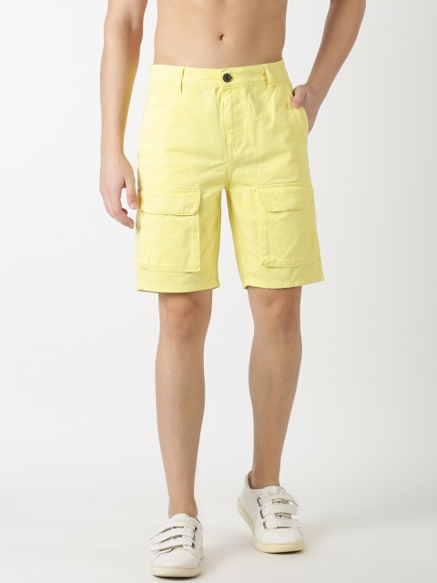 

Blue Saint Men Yellow Solid Slim Fit Regular Shorts