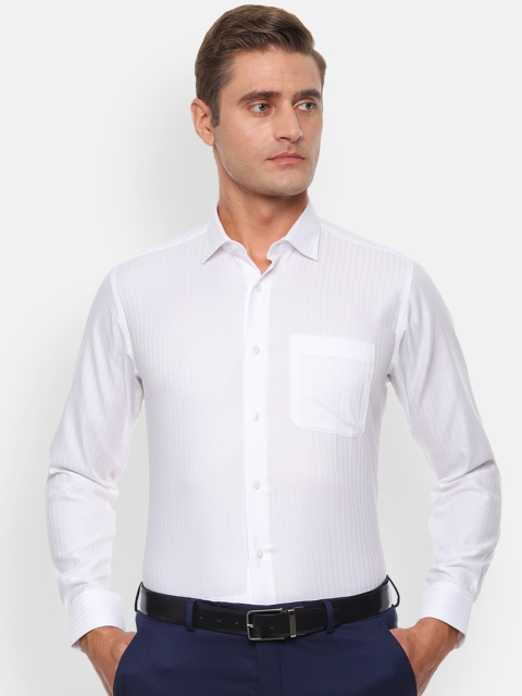 

Van Heusen Men White Self Striped Formal Shirt