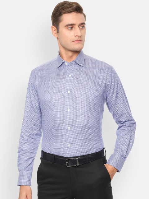

Luxure by Louis Philippe Men Blue Regular Fit Checked Formal Shirt