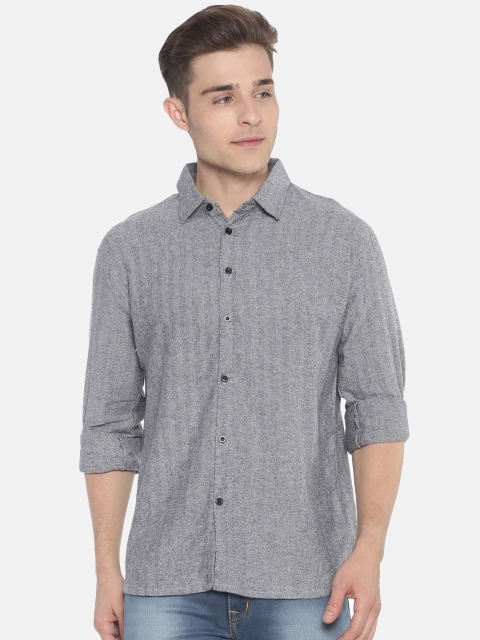 

T-Tog Men Grey Slim Fit Self Design Casual Shirt