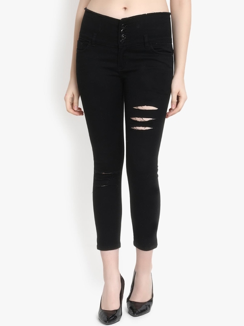 

Perfect Outlet Women Black Skinny Fit High-Rise Mildly Distressed Jeans