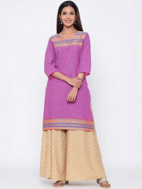 

Juniper Women Purple Yoke Design Straight Kurta