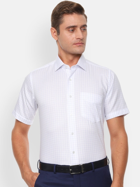 

Van Heusen Men White & Blue Regular Fit Checked Formal Shirt