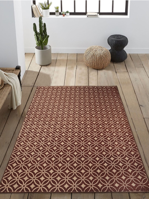 

Saral Home Brown & Beige Printed Jute Anti-Skid Carpet