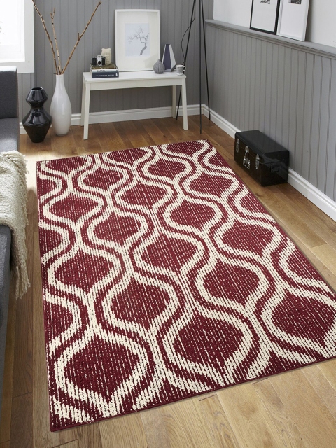 

Saral Home Maroon & White Trellis Pattern Anti-Skid Carpet