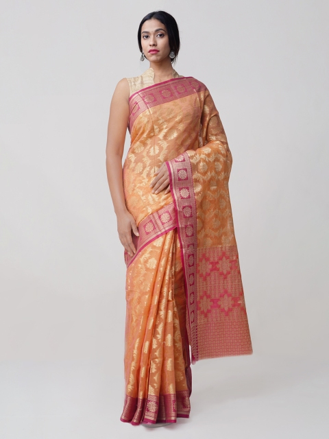 

Unnati Silks Orange Art Silk Jamdhani Woven Design Kota Saree