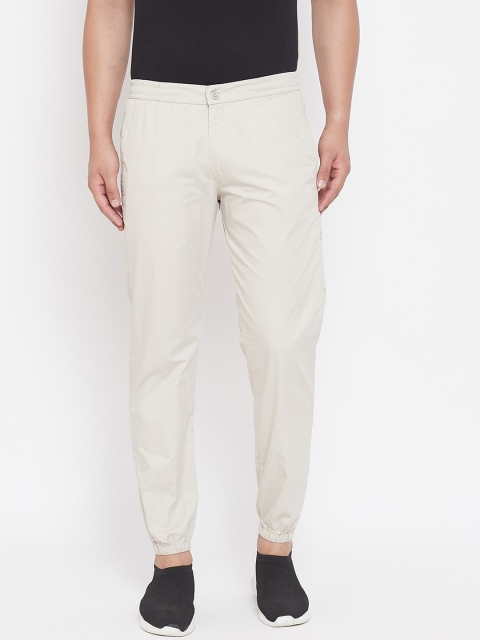 

Okane Men Cream-Coloured Solid Joggers