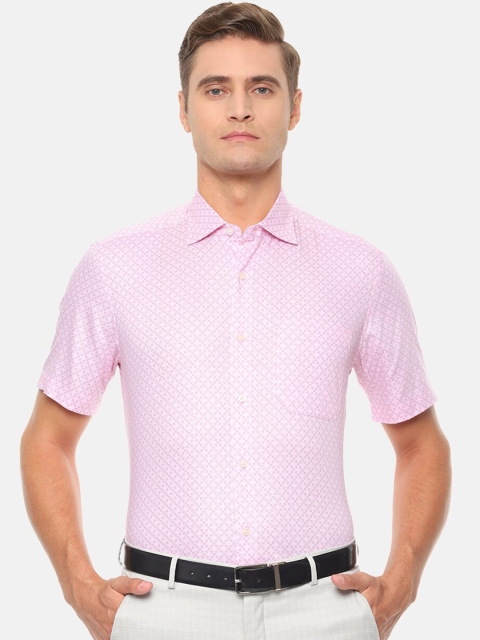 

Louis Philippe Men Pink Regular Fit Printed Formal Shirt