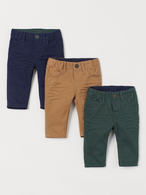

H&M Kids Solid 3-Pack Twill Trousers, Navy blue