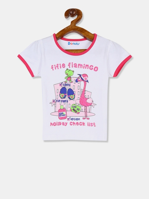 

Donuts Infant Girls White Printed Round Neck T-shirt
