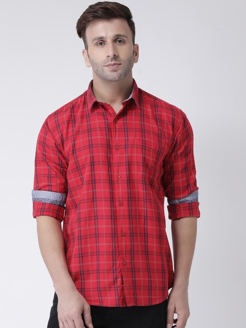 

COBB Men Red & Blue Slim Fit Checked Casual Shirt