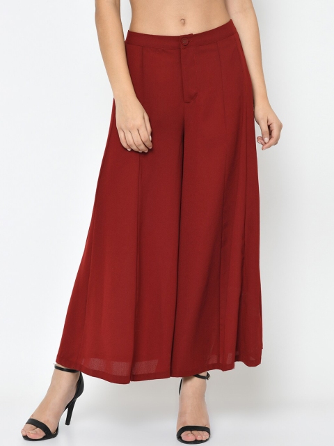 

Latin Quarters Women Red Regular Fit Solid Parallel Trousers