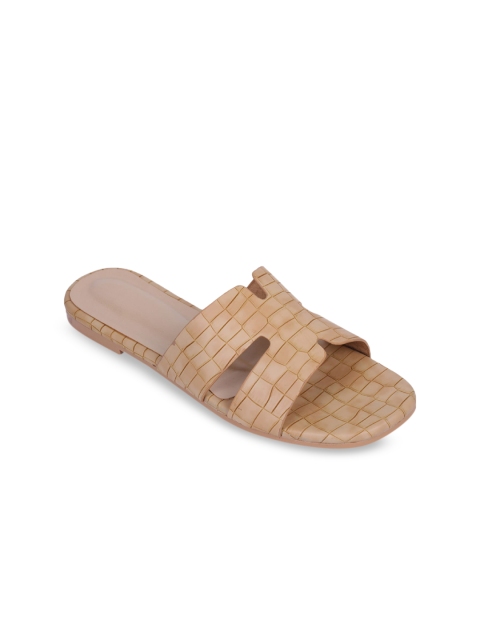 

Shezone Women Beige Textured Open Toe Flats