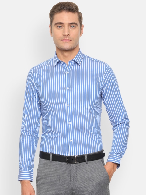 

Louis Philippe Men Blue Slim Fit Striped Formal Shirt