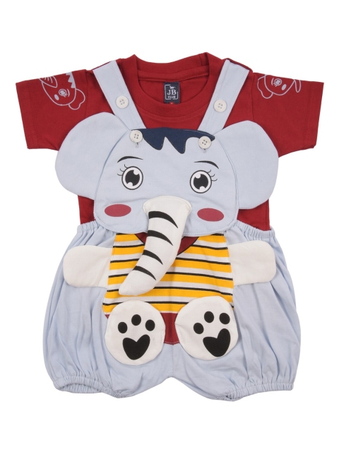 

Jb Club Infant Boys Blue & Red Solid T-shirt with Dungarees Set