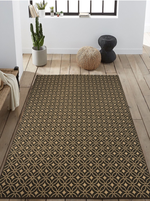 

Saral Home Beige & Brown Geometric Anti-Skid Carpet