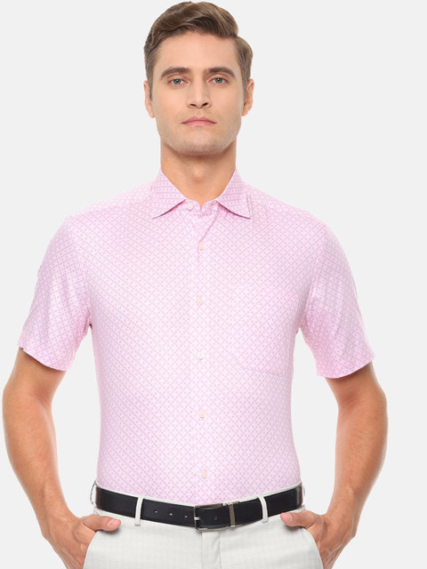 

Louis Philippe Men Pink Regular Fit Printed Formal Shirt