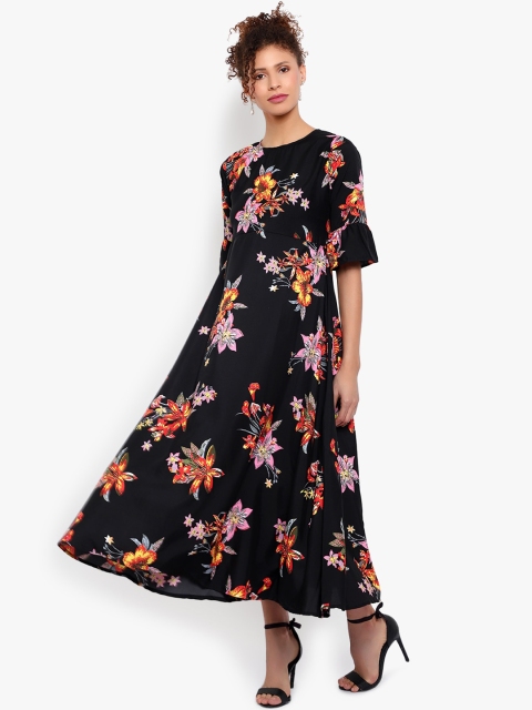 

Indietoga Women Black Floral Printed Maxi Dress