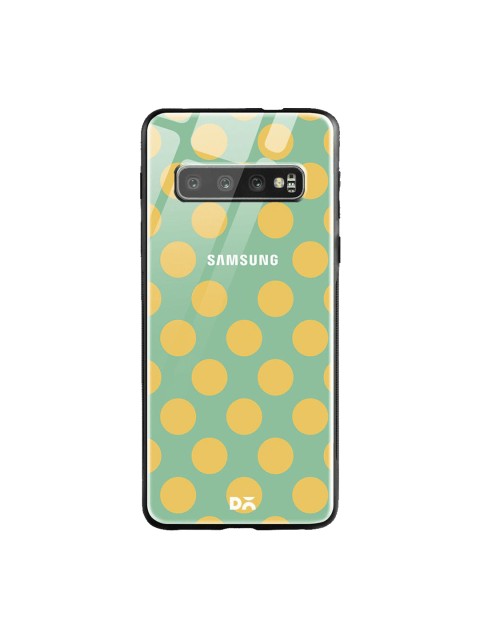 

DailyObjects Green & Yellow Polka Samsung Galaxy S10 Shock Absorbent Glass Case