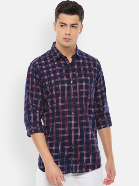 

Van Heusen Sport Men Navy Blue & Pink Slim Fit Checked Casual Shirt