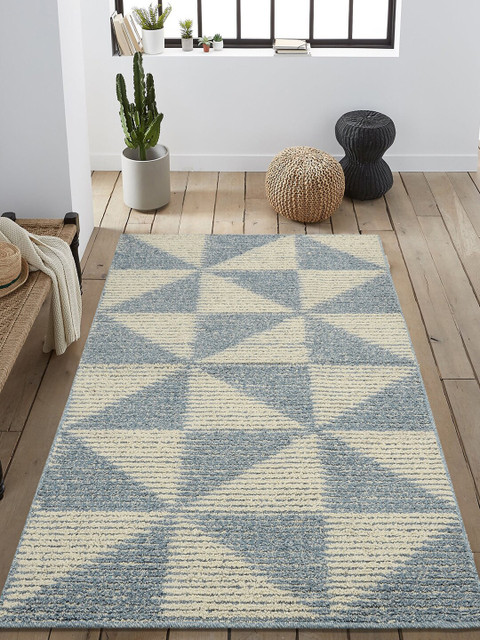 

Saral Home Turquoise Blue & Beige Geometric Anti-Skid Carpet