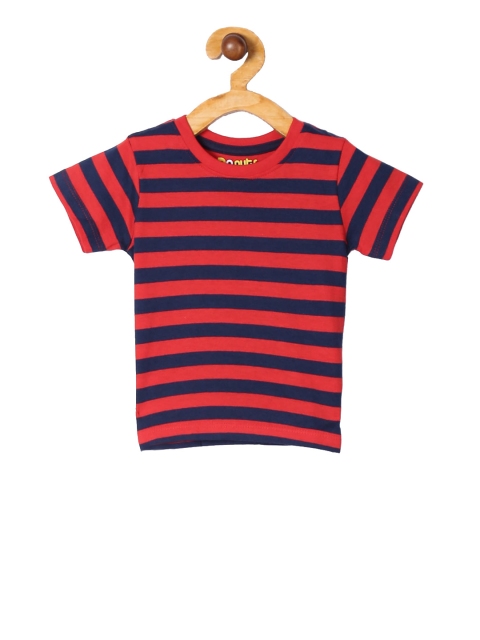 

Donuts Infant Boys Red & Navy Blue Striped Round Neck T-shirt