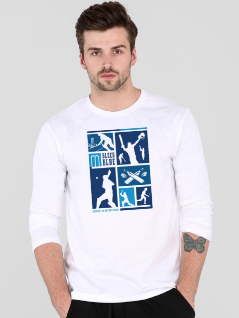 

Bewakoof Men White & Blue Printed Round Neck T-shirt