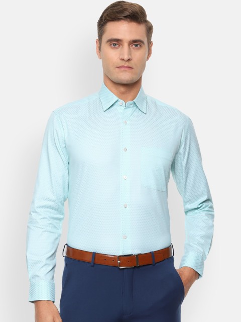 

Luxure by Louis Philippe Men Turquoise Blue Regular Fit Self Design Formal Shirt