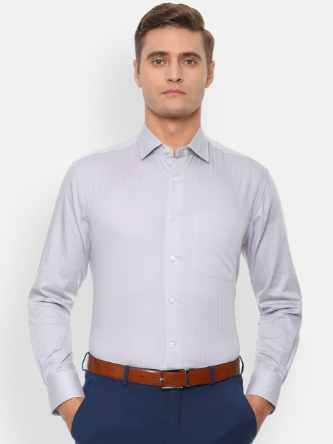 

Luxure by Louis Philippe Men Grey Regular Fit Self Design Formal Shirt