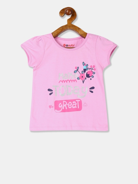 

Donuts Girls Purple Printed Round Neck T-shirt