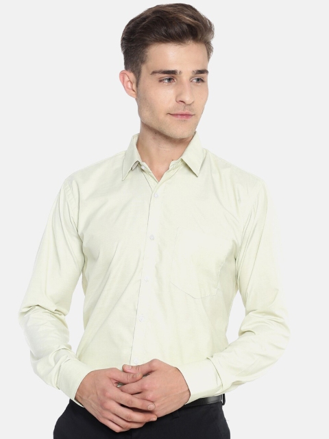 Instafab Men Cream-Coloured Regular Fit Solid Formal Shirt