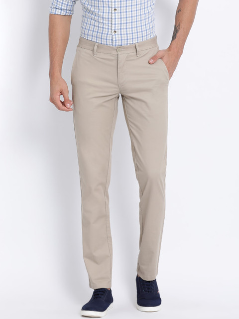 

t-base Men Beige Tapered Fit Solid Chinos