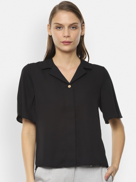 

Van Heusen Woman Black Regular Fit Solid Casual Shirt
