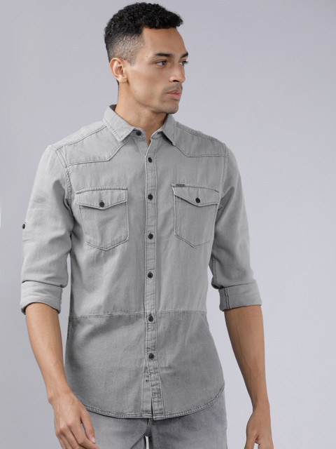 

Ecko Unltd Men Grey Slim Fit Solid Casual Shirt