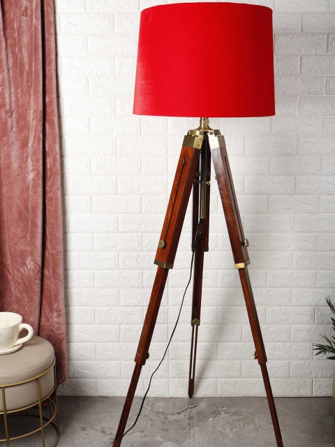 

Grated Ginger Red Solid Handcrafted Floor Lamp with Shade