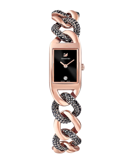 

SWAROVSKI Women Black & Rose Gold Toned Analogue Watch 5519324