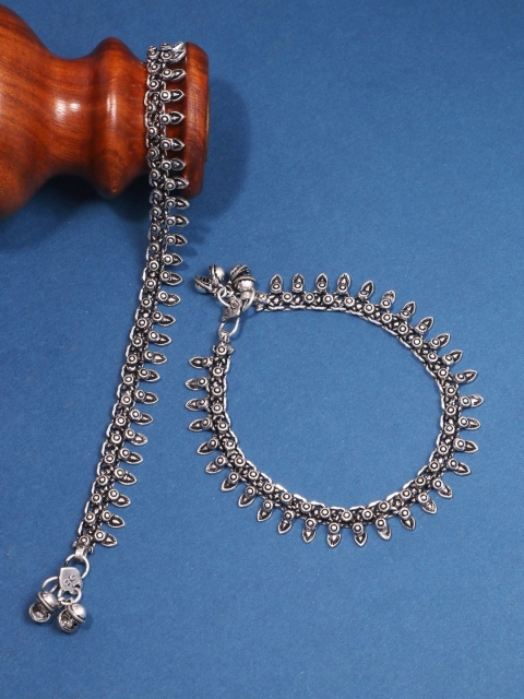 

Infuzze Set Of 2 Oxidised Silver-Plated Anklets