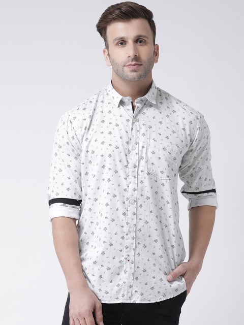 

COBB Men White Slim Fit Printed Casual Shirt